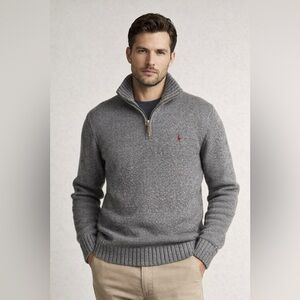 Polo Ralph Lauren Men’s Gray Quarter Zip Knit Sweater XL